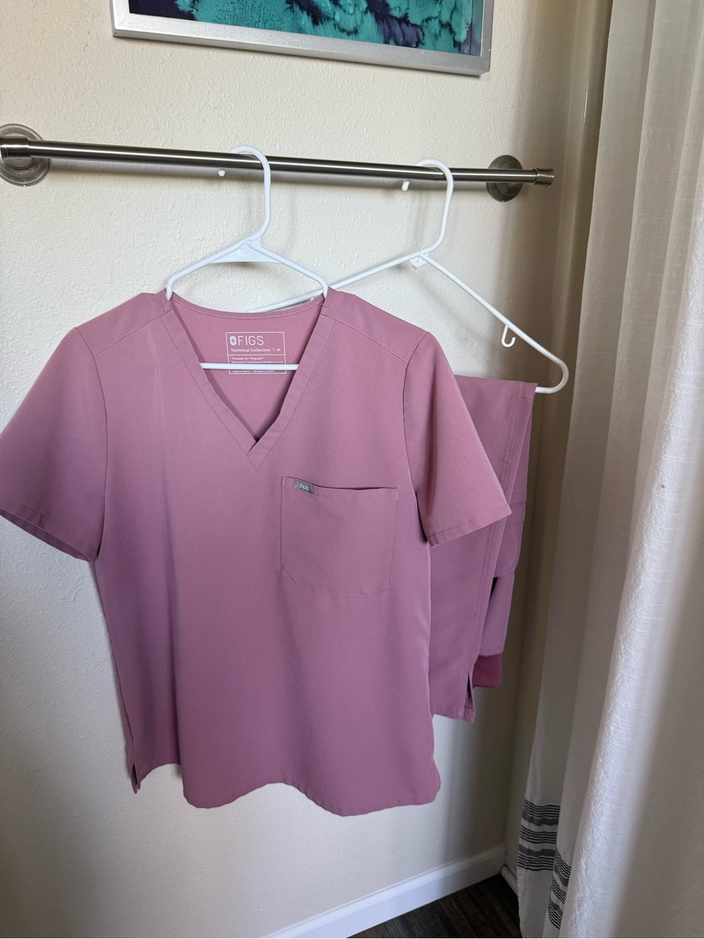 FIGS Mineral Mauve Catarina top and Kade Pants
